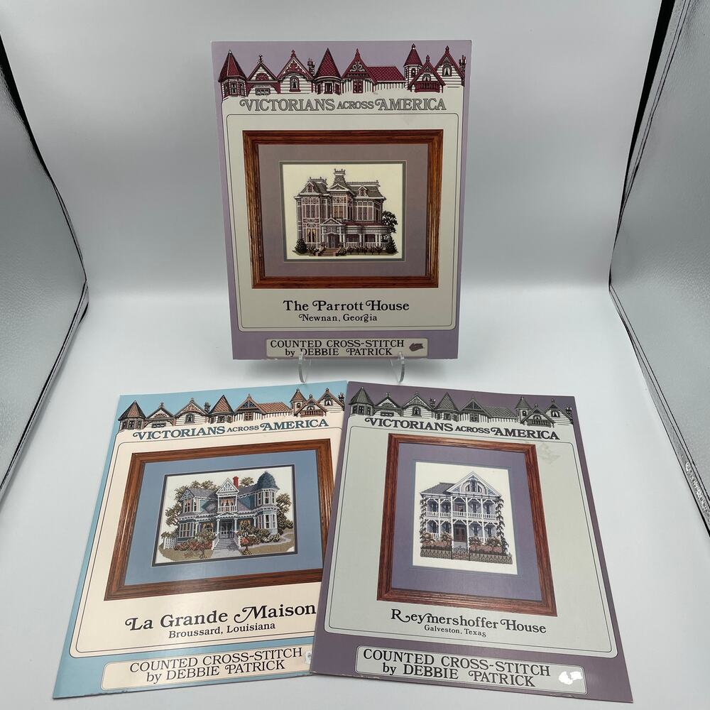 Victorians Across America Counted Cross Stitch Pattern Lot of 3 Houses  LA TX GA